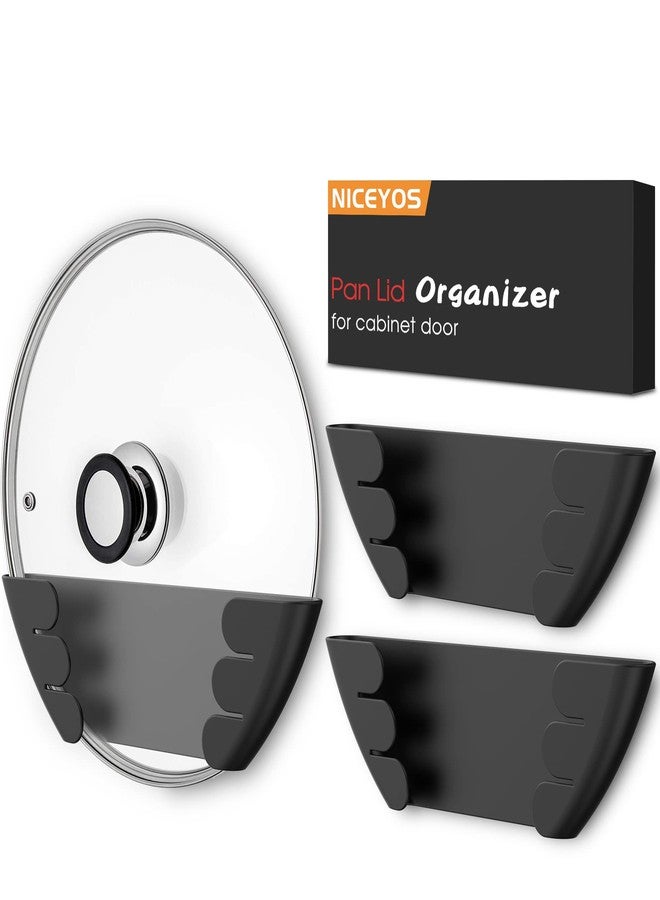Niceyos Universal Pot Lid Organizer for Cabinet - Upgraded Patented Niceyos 3 Pack Inside Cabinet Door Wall Mount Pan Top Storage Organizer Rack Holder for Kitchen, Fits 6" to 13" (Black) - Image 1